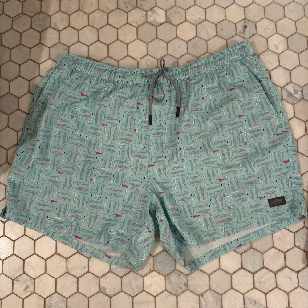 AFTCO Men's Swim Trunks in Light Blue and Pink